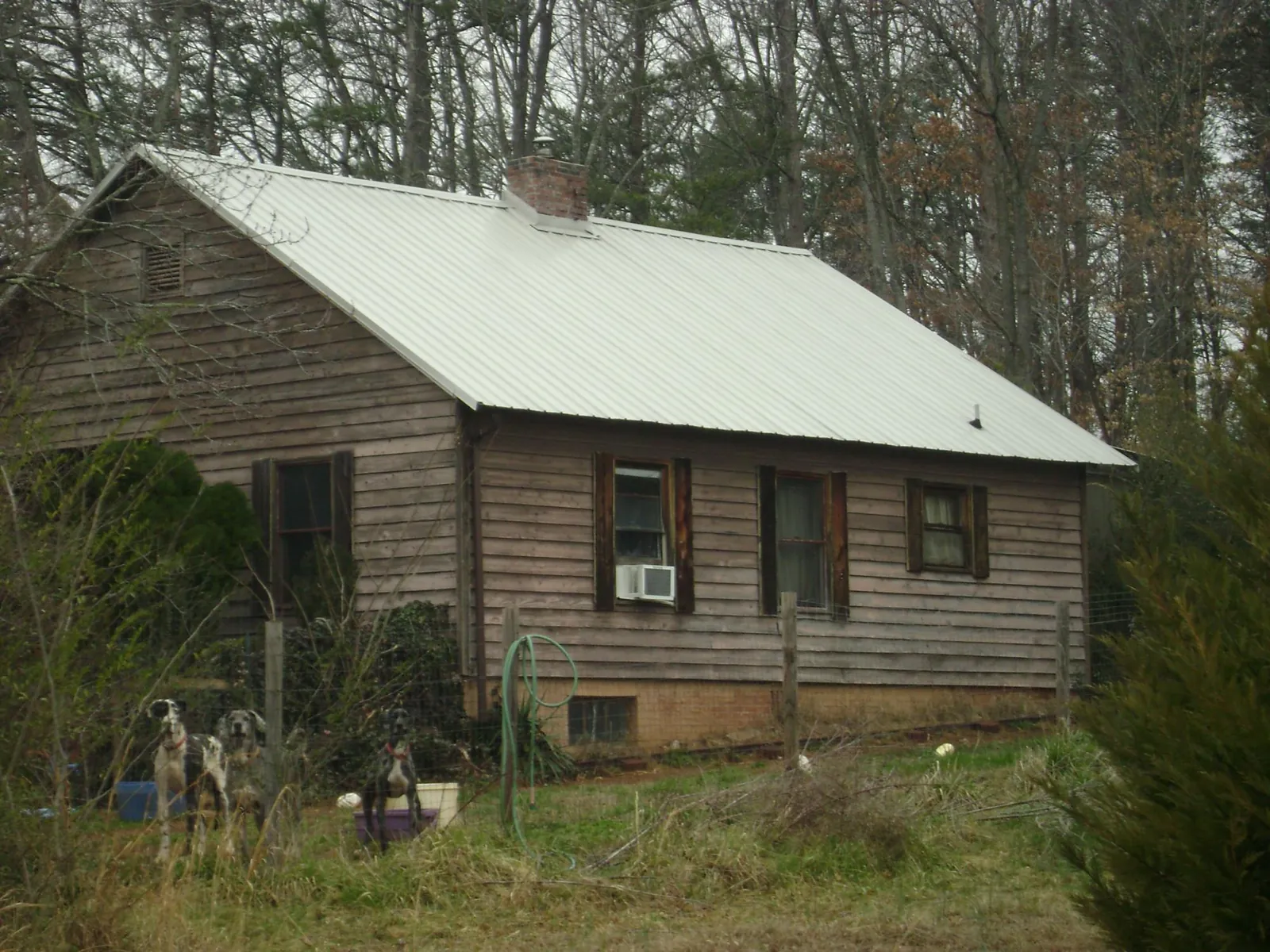 White metal roof on an old wood sided farmhouse, from a Metal Roof Installation job in Livingston